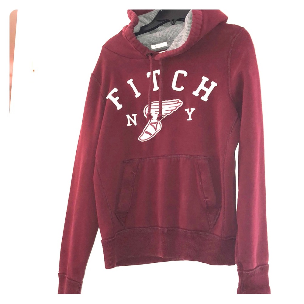 Maroon white and grey hoodie